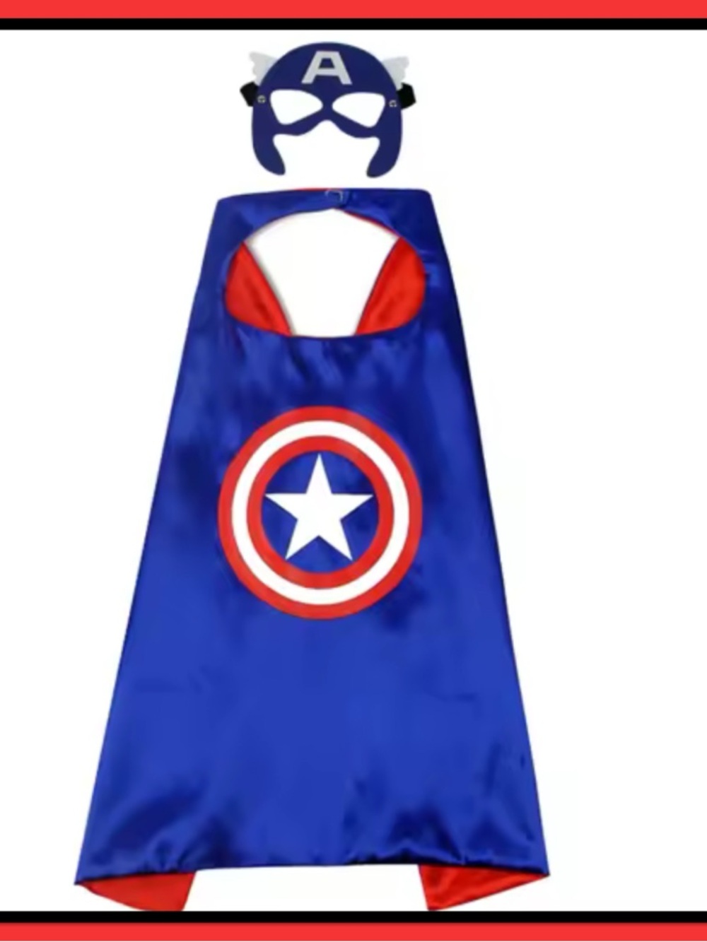 Captain America Red Shield Superhero Cape and Mask Costume